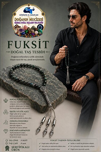 GÜMÜŞTEL EL SANATLARI Certified Fuchsite Natural Stone Bracelet