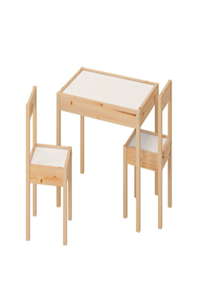 IKEA LÄTT çocuk masa seti, beyaz-çam, 3 parça
