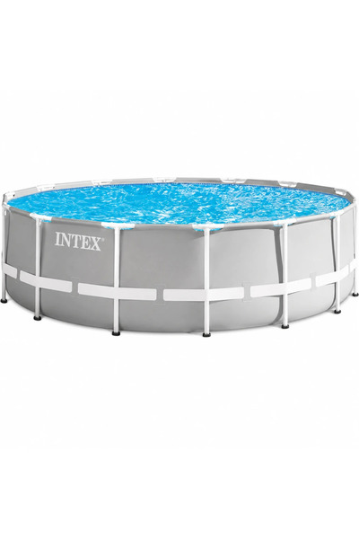 Intex Round Pool 457x107 With Metal Frame And Filter Pump, Grey Color