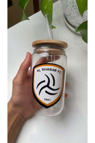 NASAQ Glass cup Al Shabab Club logo 400ml