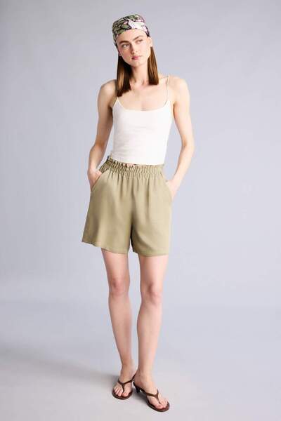 DeFacto Paperbag High Waist Wide Leg Belmando Shorts T0883Az26Sm