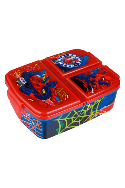 Zumzeria Blue Red Spiderman 3 Compartment Lunch Box for Kids - 790ml