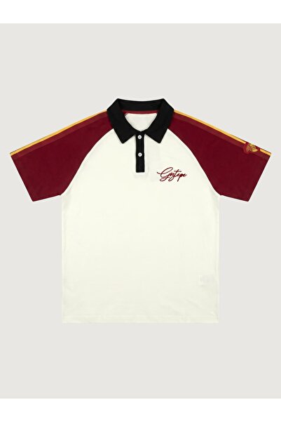 GOZGOZ Göztepe Reglan Kol Bordo Ekru Polo Yaka Tişört