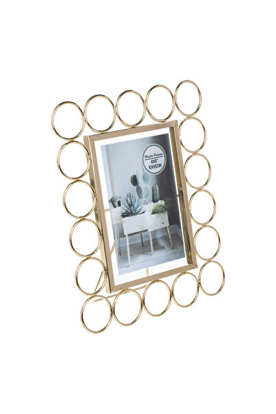 Zumzeria Decorative Transparent Pink-Gold Metal Photo Frame with Stand and Ci...