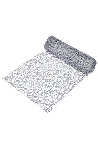 Zumzeria Plasă decorativă de Crăciun din material textil cu sclipici argintiu...