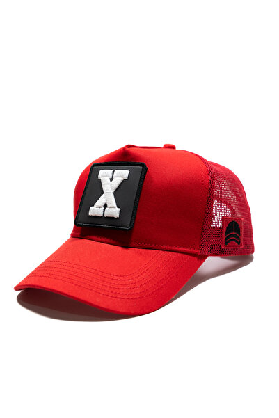 all hats Mesh Red Hat with Letter Patch Detail |   Sports Hat Suitable for Da...