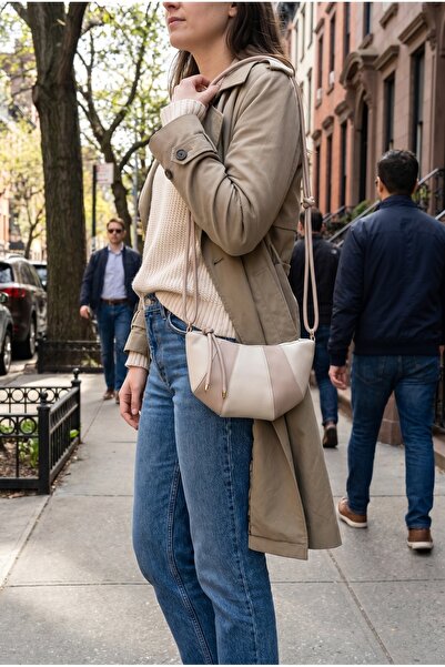 GLONDY Susa Faux Leather Knot Detailed Women's Shoulder Bag White