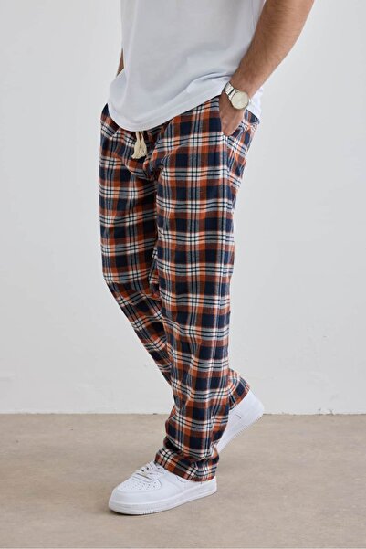hitup Tartan Kumaş Ekose Desen Bel Lastikli Premium Pijama