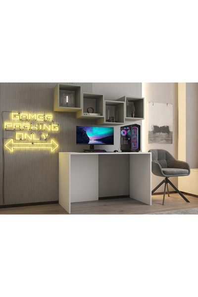 nettrends.net the new trend of shopping Minimalist Beyaz Gamer Masası - 4 Böl...