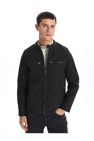 LC Waikiki Slim Fit Biker Collar Men's Faux Leather Jacket