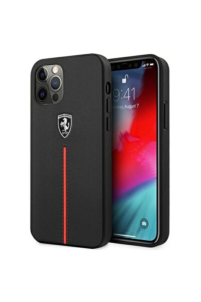 Ferrari FEOMSHCP12LBK IPHONE 12 PRO MAX BLACK/BLACK HARDCASE OFF TRACK LEATHE...