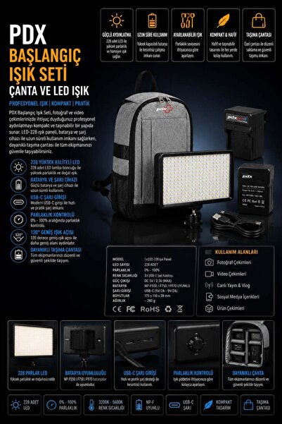 PDX Başlangıç Seti | Çanta ve Led Işık