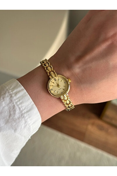 RoseandRoses Frena Design Cord Elegant Minimal Women's Wristwatch Gold-Gold Dial
