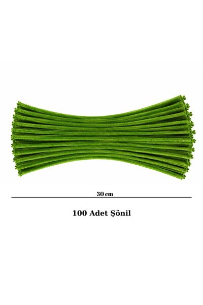 EXİZ TİCARET Açık Yeşil Renk Şönil Tel 100’lü | Şönil Çiçek Yapımı İçin Pipe ...