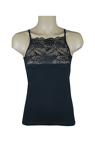 Ceylanoğlu 6 Pieces of Lycra Wide Lace Strap Tank Top 95% Cotton - 5% Lycra