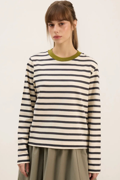 Beju be Cotton Thick Striped T-Shirt