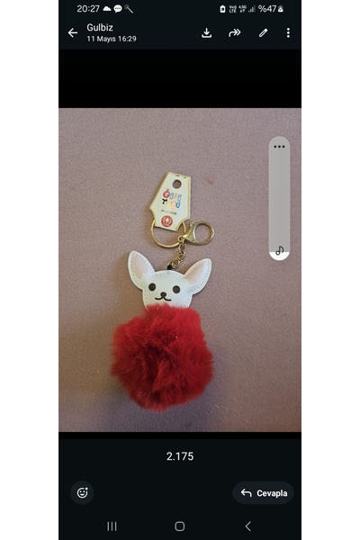 NO BRAND Artificial Leather Keychain and Bag Ornament with a Dog and Red Pompom