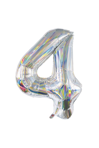 Zumzeria Balon de petrecere holografic din folie argintie Nr. 4 - 82cm