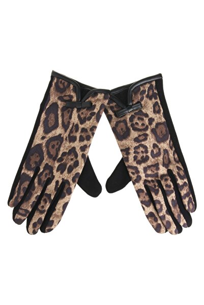 Zumzeria Mănuși model leopard și fundă neagră, pentru ecran tactil, pentru femei
