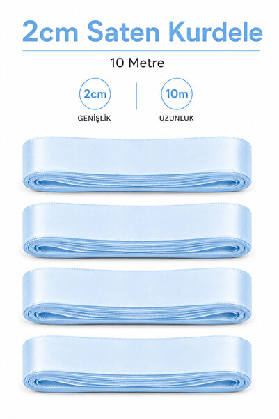 Organizasyon Pazarı Bebek Mavi Saten Kurdele 2cm 10 metre Bobo Balon Süs Hedi...