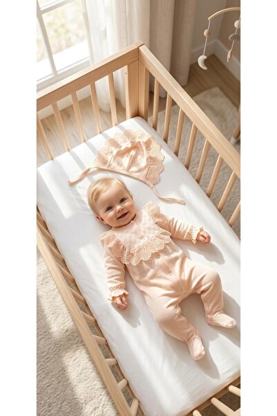 Bebila Baby بدلة طفلة مولودة حديثًا مع قبعة دانتيل، مصنوعة من القطن بنسبة 100...