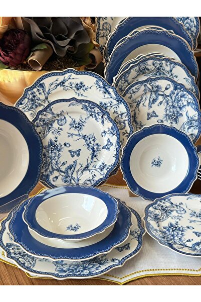 MD MİMOZA DEKOR Yemek Takımı 24 Parça 6 Kişilik Blue Life
