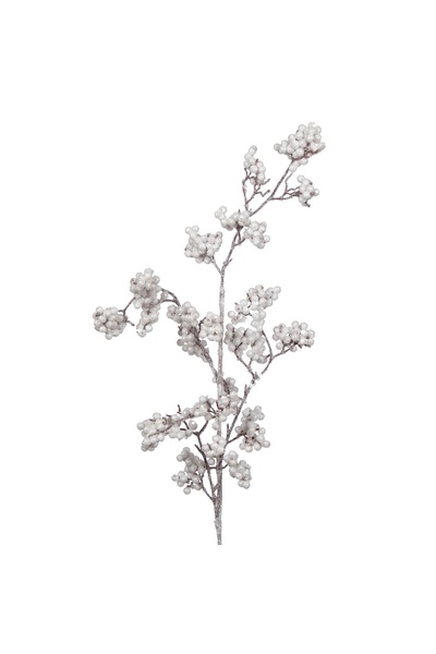 Zumzeria Ramură decorativă de Crăciun cu bile mici albe cu sclipici 76cm