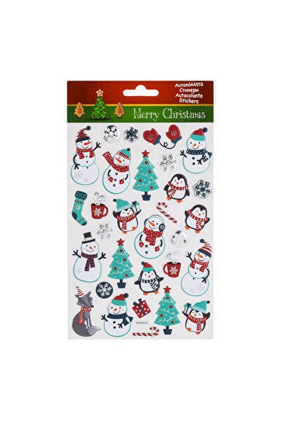 Zumzeria Autocolante decorative de Crăciun, pufoase, cu om de zăpadă, pinguin...