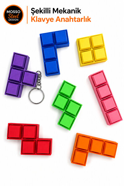 Mosso Steel Shaped Mechanical Keyboard Keychain – Tetris Keyboard Keychain – ...