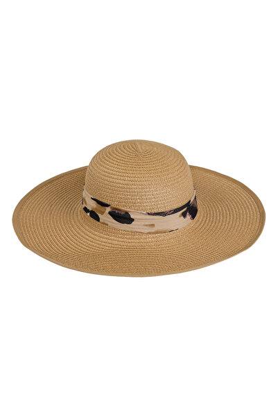 OEM Dark Colored Hat with Edge & Leopard Ribbon for Women