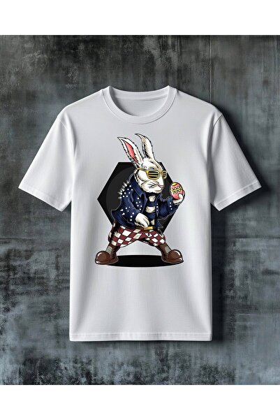 COMVİCHO Tavsan Cool Punk Style Printed Oversize T-Shirt