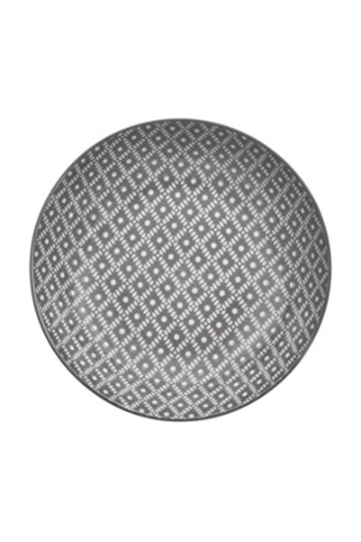 Zumzeria White Porcelain Soup Plate with Gray Pattern Ø20cm