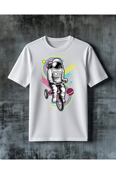 COMVİCHO Astronaut Cycling Printed Oversize T-Shirt