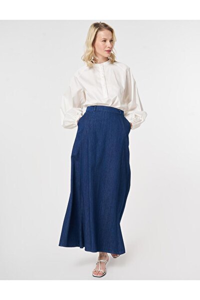 Kayra High Waist Denim Skirt Indigo