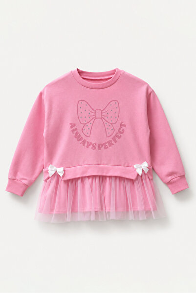 Womi Kids Kız Çocuk Tüllü Elbise Görünümlü Sweatshirt Takım Çantalı