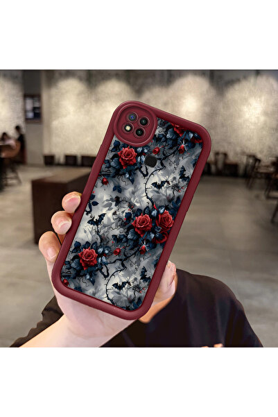 ucuc Redmi 9C/10A Uyumlu Darbeye Dayanıklı Kamera Korumalı Bordo Silikon Bask...