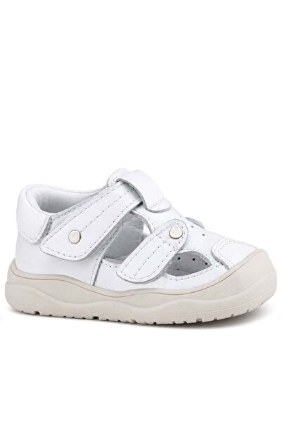 Rakerplus Genuine Leather White Velcro Baby Sandals
