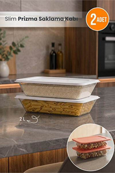 Orvila 2-Piece Slim Prizma Storage Container Food Container Legume Storage Co...