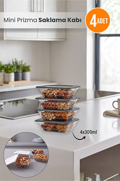 Orvila 4-Piece Mini Prism Storage Container Food Container Cabinet Organizer ...