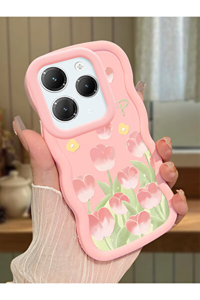 ucuc Infinix Hot 40/40 Pro Uyumlu Pembe Silikon Kılıf Kamera Korumalı Darbe E...