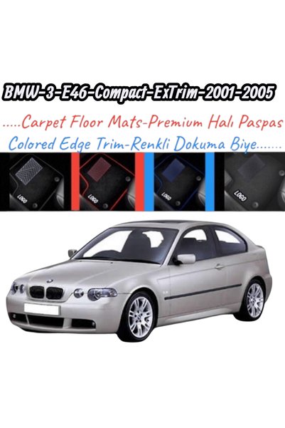LACASA AUTOmotive سجادة أرضية من السيليكون الملون المتوافق مع سيارة بي إم دبليو 3-E46-Compact-Extrim (2001-2005)
