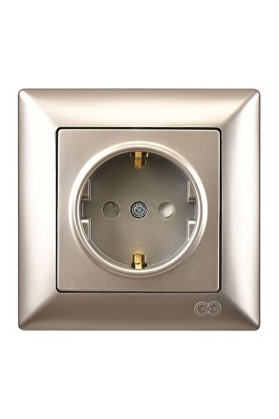 Günsan Visage Metallic Beige Child Proof Grounded Socket