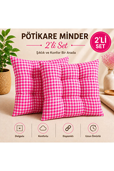 Belomia Home Collection İkili Pötikare Desen Minder | Ekose Desen 2'li Minder...