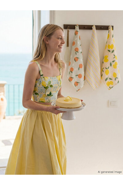 LC Waikiki Round Lemon Printed Ceramic Cake Stand