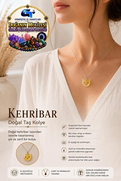 GÜMÜŞTEL EL SANATLARI Certified Amber Necklace Special for Minimal Lovers