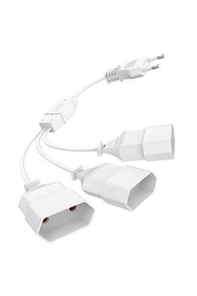 Choice3 1 to 3 way white Euro Plug Extension Cable, 1 to 4 EU Extension Power...