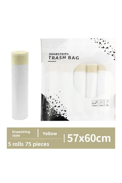 Choice3 Yellow 57 60cm-5PC Drawstring Trash Bags Kitchen Waste Strong Disposa...