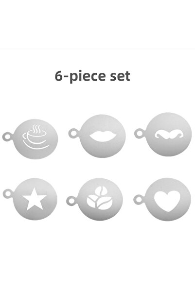 Choice1 6-piece set Stainless Steel Coffee Pattern Mold Thick Coffee Foam Spr...