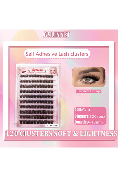 Choice1 N3 10 rows, 120 clusters of natural eyelashes, glue free eyelashes, s...