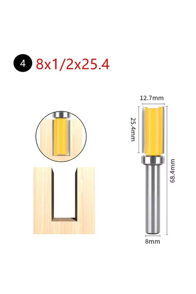 Choice4 8x12.7x25.4 Milling Cutter 8mm Shank Template Trim Hinge Mortising Ro...